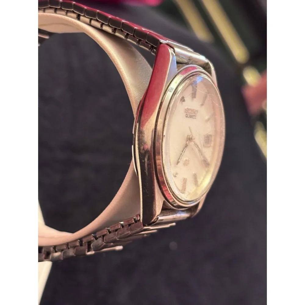 Seiko Quartz SQ Vintage Mens Watch  Stainless Steel Date 8222-8029 Fresh Bat